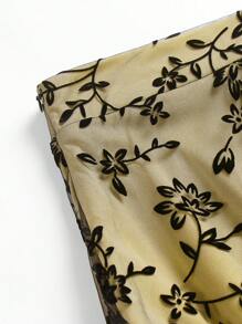 EARO 女士花卉植绒网眼优雅 A 字裙