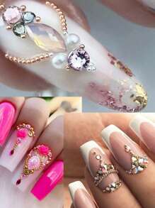 6 Grades Mini Contas Metálicas Encantos Caviar Decoração de Cristais Pixie DIY Gemas de Unhas Suprimentos de Unhas