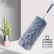 1pc Microfiber Dusting Brush - Non-Feather, Non-Scratch Bendable Head, Stainless Steel Telescopic Handle, Extendable Long Reach - Washable For Ceiling, Fan, Furniture - Ideal For All-Room Cleaning - Perfect Gift For Housewarming & Cleaning Enthusiasts
