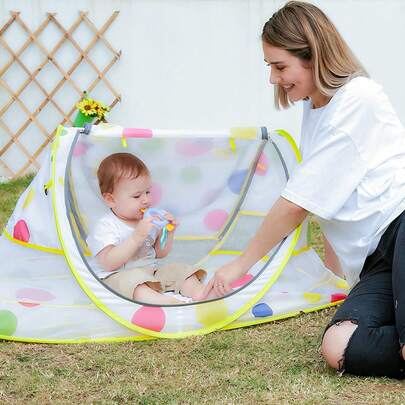 Lettino da viaggio pieghevole Pop Up portatile peso ultraleggero Baby Beach Tent Lettino per neonati zanzariera da viaggio letto includono coperta prevenire la penetrazione di urina Peach Skin Velvet 111 * 68,5 * 49cm