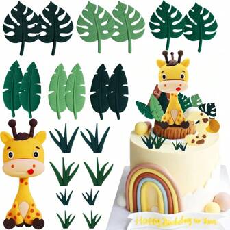 21 piezas Adornos para tarta de jirafa, decoración de tarta con personajes de animales de la selva, decora tu fiesta como desees, adecuado para fiesta de baño temática de animales de la selva, fiesta de baño con tema tropical, fiesta de baño con tema animal, fiesta de baño silvestre, fiesta temática de animales de la selva tropical, fiesta de bienvenida, fiesta de cumpleaños de zoológico, fiesta de cumpleaños salvaje, fiesta de 1er cumpleaños