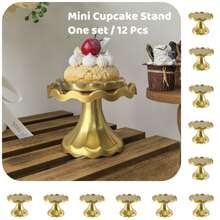 1Pc Mini Cupcake Stand Small Cake Display Stand For Chocolate,Dessert,Wedding,Birthday,Baby Shower,Tea Party Supplies,Gold
