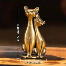 1 pièce Ornement de couple de chats vintage en laiton, sculpture artistique, chats enlacés amoureux. Idéal comme œuvre d'art pour la maison, le bureau ou le café. Parfait pour une étagère, un salon ou un bureau. Rat en laiton pour la bonne chance et la prospérité, un charme pour la maison, la voiture et la décoration de bureau - Multicolore - Voir 3