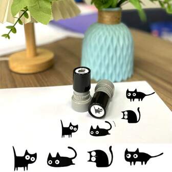 Cute Little Black Cat Stamp, Marking Calendar Progress, Reward, Planner, Φ0.8 Inch, School Badge, Interesting Office Stationery,Back To School,School Supplies