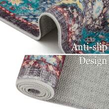 Large Vintage Area Rug, Machine Washable Rectangle Soft Rugs For Living Room, Bedroom, Kitchen, Office Anti-Slip Non Shedding - Multicolor - View 8