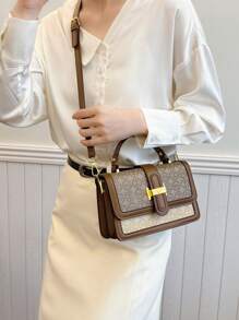 Bolso de tela vintage de gran capacidad, bolso bandolera de lujo de PU, bolso de mano y de hombro clásico casual para mujer