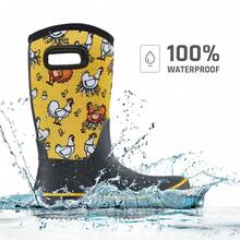 HISEA Rain Boots For Women Mid Calf Rubber Boots High Quality Neoprene Insulated Barn Boots For Mud Working Gardening - Màu vàng - Xem 5
