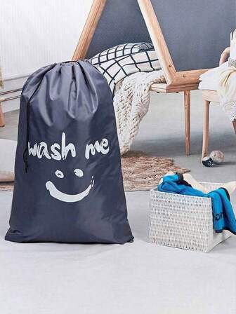 1 Pc Wash Me Travel Laundry Bag, Dirty Clothes Organizer, Length 91cm Width 61cm Large Enough To Hold 4 Loads Of Laundry, Easy Fit A Laundry Hamper Or Basket, Machine Washable, Dorm Room Essentials,Cloth Storage,Laundry Bags,Laundry Storage & Organization,Laundry Bag,Laundry Basket,Travel