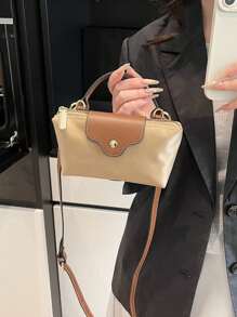 1 pieza Bolso de tote casual de mujer, bolso de hombro de nailon de unicolor versátil, estilo Boston, bolso de mano de moda cruzado
