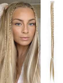 1pc Braid Hair Clip In Hair Extensions Blode Brown Black Clip Hairpieces Synthetic Fiber Hair Extensions Women Party Daily Wear