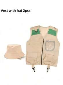 Gilet per l'avventura all'aperto, per bambini e ragazzi, con strumento per catturare gli insetti, con cappello, traspirante e confortevole, con lente di ingrandimento, ideale per esplorare la natura, adatto per attività all'aperto, weekend e vacanze con la famiglia, regali per il ritorno a scuola