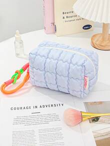 1 Piece Candy Color Large Capacity Makeup Bag With Zipper Handle Quilted Wrist Cosmetic Bag For Women,Make Up Pouch For Purse,Toiletry Zipper Pouch With Lanyard,Checkered Bag,Travel Bag Student Pencil Case Portable Cosmetic Brushes Storage Pouches For Mother's Day Gift ,Valentine's Day Gift,Birthday Gift - Multicolor - View 16