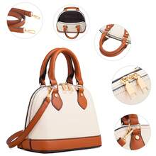 UKEIN 4PCS Women Fashion Handbags Purses Wallet Tote Shoulder Bags Casual Crossbody Bags, Best Valentine's Day Gift For Ladies Girls, Satchel Purse Set 4pcs - 棕白色 - 查看 3