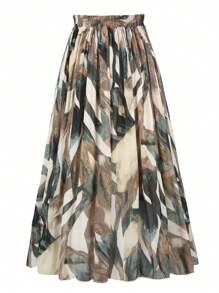 Women's Casual Elastic Waist A-Line Bohemian Skirt