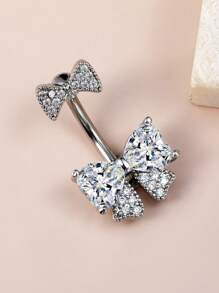 1 pièce Anneau de nombril en acier inoxydable 316 avec un joli nœud rose en zirconium. Bijou de piercing corporel doux et délicat, idéal pour un port quotidien avec plusieurs options de couleurs
