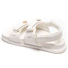 Sandales platos y novia doble con botones decorativos e imprimé fantaisie - Blanco - Ver 4
