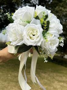 1 Buquê de Rosas Artificiais de Seda para Decoração de Casamento, Chá de Panela, Centro de Mesa e Acessórios para o Dia dos Namorados - Multicolorido - Ver 11