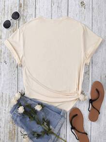 Disney Women's New Round Neck Short Sleeved Plus Size Summer, Casual Style Anime Patterns Printed Plus Size Round Neck T-Shirt, Sweet And Gentle Temperament, Slim And Comfortable Summer Tops, Suitable For Daily Casual Wear, Graphic Tees Women, Khaki Colored Top, Summer Outfits For Women