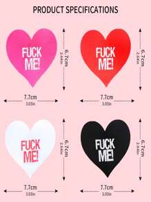 Letter Printed Heart Nipple Cover, Invisible Anti-Bulge Self-Adhesive Sticker, Ladies' Lingerie And Panties Accessories, For Rave