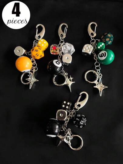 Mini Black Eight Ball Dice Beaded Backpack Pendant Handmade DIY Hanging Pendant Vintage Keychain Suitable For Giving Gift Bags Pendant Keychain Car Pendant, Suitable As A Holiday Gift Blessing Gift For Family, Couples, Friends, Colleagues Car Accessories Bag Charm School Cute Goth Y2k