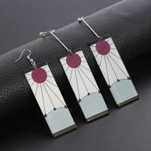1 par de aretes personalizados con el estilo de Kamado Tanjirou del anime, con el diseño del borde de la espada asesina de fantasmas, para uso diario