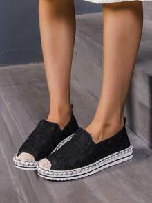 Women's Casual Slip-On Breathable Comfortable Cloth Shoes - Black - View 3