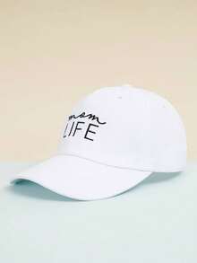 1pc Mom Life Embroidered Letter Washed Breathable Versatile Baseball Cap, Unisex, Suitable For Casual Daily Wear - White - View 2