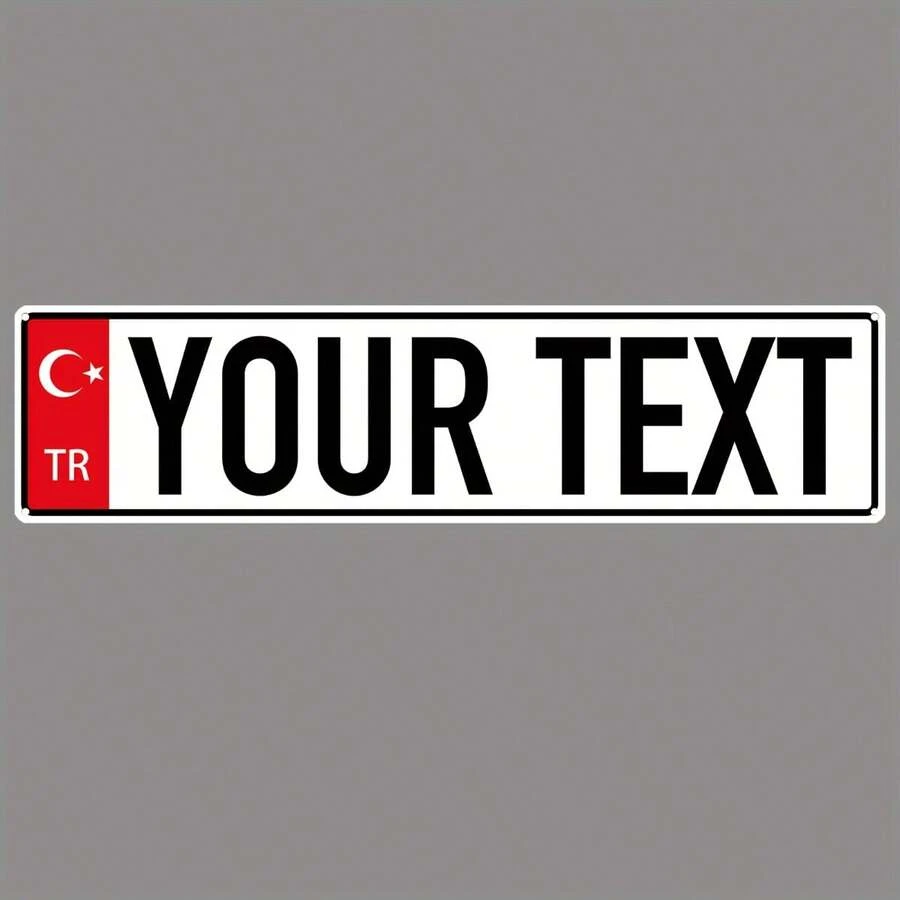 Customizable Vintage Turkish Metal Sign - Personalized Text With Turkish Flag Design, 10.01x40.01 Cm Metal Wall Decor, Suitable For Home, Cafe, Restaurant Or Bar Decoration Customizable Signage Country Style, Summer Holiday,Chic Design