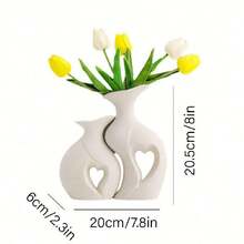 2pcs Black & White Heart-Shaped Vases, Modern Bohemian Hollow Flower Vases, Nordic Style Decorative Vases For Room, Bookshelf, Fireplace, Tabletop, Living Room Accessories - Multicolor - View 8