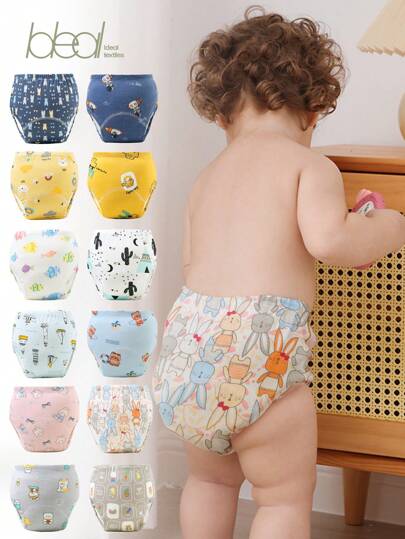2pcs Baby Training Pants Panties, Washable Diaper Pockets Learning Pants Baby Cloth Diapers, Breathable Diapers