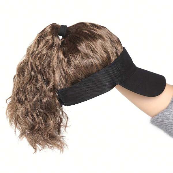 Women's High Temperature Fiber Synthetic Curly Wave Ponytail Wig With Adjustable Buckle Net Baseball Cap - Summer Sporty Sun-Protective Style Suitable For All People