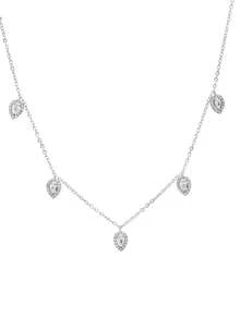 1pc Luxury Teardrop Zirconia Stone Necklace, Elegant Bridal/Bridesmaid Jewelry Accessory Suitable For Weddings, Parties - Silver Water Droplets - View 7