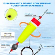 Fishing Floats Rigs Popping Corks For Saltwater,Fishing Corks Rattle Weighted Fishing Bobbers Floats Inshore Fishing Tackle, 3/4/5 Inch Multi Color High Visibility - Green - View 5