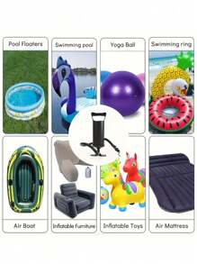 1pc Portable Manual Air Pump, With Three Types Of Diameter Valve Procurement Product Connectors, Suitable For Air Beds, Swimming Rings, Swimming Pools, Toys, Balloons And Boats