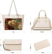 UKEIN 4PCS Women Fashion Handbags Purses Wallet Tote Shoulder Bags Casual Crossbody Bags, Best Valentine's Day Gift For Ladies Girls, Satchel Purse Set 4pcs - 白色 - 查看 7
