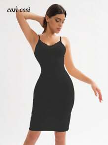 1 pezzo Nuovo vestito da donna a scollo a V con spalline regolabili per la primavera/estate, elegante vestaglia sexy con inserti in pizzo per il relax e le vacanze