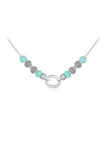 Deconstructed Bead Chain | Hand-Painted Ceramic Beads & Diamond Cut Clasps | Edgy Stackable Jewelry - Silver - View 8