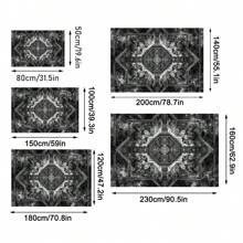 1pc Luxury Black & Gray Vintage Boho Area Rug With American Creative Elements, Rectangular Soft & Anti-Slip Carpet For Outdoor, Entryway, Living Room, Bedroom, Laundry Room, Bathroom, Game Room, Machine Washable, Home Decor