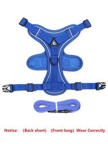 Reflective Pet Harness And Leash Set For Dog & Cat, Escape Proof Adjustable Small Dog Harness With Soft Mesh All-Season - Royal Blue - View 7