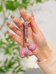 1 pieza Llavero con perro decorado con rhinestones de colores, accesorio para bolso, regalo para amantes, amigos, adecuado para uso diario de hombres y mujeres