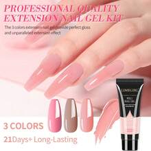 LIMEGIRL Poly Nail Gel Kit With UV Light Lamp, Nail Extension Gel Set Nail Art Magic Mirror Powder Kit, Metallic Shine & Gradient Effects, Complete DIY Nail Salon Set With Base Coat, Gloss Matte Top Coat, Nail File Brush Manicure Tool, For Home & Salon Use - 彩色 - 查看 4