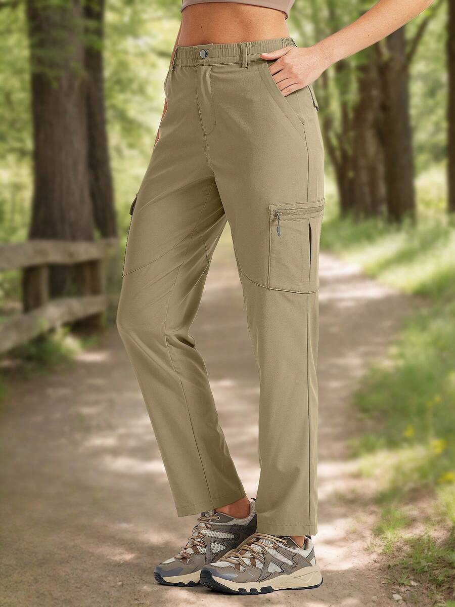ZUTY Women's Outdoor Cargo Pants Water Resistant & Quick Dry UPF 50+ Hiking Pants With Zipper Pockets For Camping & Travel Wear