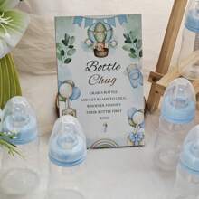 YESTARY YESTARY Bottle Chug Babyshower Games, Include 1 Bottle Chug Sign 12 Pcs 120ML Plastic Bottles Shower Favor Spring Bear Themed Shower Game Set For Gender Reveal Party