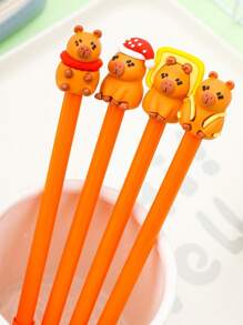 2pcs/24pcs Capybara Shaped Creative Ball-Point Pen, 0.5mm Black Ink, Ideal Gift For Back To School, Graduation, Teachers' Day, Office, School Writing