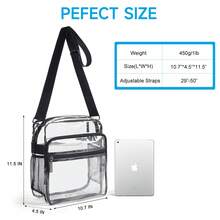 Clear Bag For Women, Clear Crossbody Fanny Pack Stadium Approved, Small Clear Purse For Concerts Festival, Stadium Approved 10.7x 4.5 X 11.5 Clear Transparent Purse Bag For Concerts Sports Events Festivals,Clear Bag Concert,Mother's Day Gift - 黑色 - 查看 6