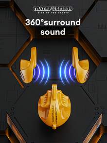 TRANSFORMERS TF-T07 被动式防噪挂耳式无线耳机，开放式设计，5.4低延迟电竞耳机，360度环绕音效，高清通话，麦克风，音乐播放，长续航 - 黑色 - 查看 8