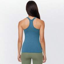 Yoga Racerback Tank Top For Women With Built In Bra,Women's Padded Sports Bra Fitness Workout Running Shirts - C-藍色 - 查看 3