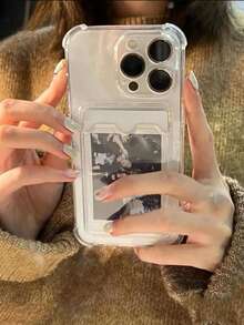 1pc Transparent Durable Scratch-Resistant Shockproof 4-Corner Integrated Card Case Phone Cover Suitable For IPhone 15 Pro Max, IPhone 16 Pro Max, Galaxy S25 Ultra