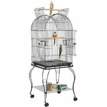 Jaula Para Pájaros De 59 Pulgadas Con Tapa Abierta Para Loros, Cacatúas, Conures, Periquitos, Tortolitos, Periquitos, Pinzones, Jaula Para Pájaros Canarios Con Soporte Extraíble - Black - View 1
