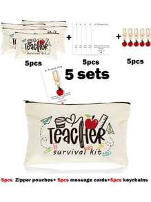 1 PEÇA/5 PEÇAS/10 PEÇAS Organizador de Maquiagem com Tema de Professor de Carta do Arco-Íris, Estilo Y2K Impressão de Letra do Arco-Íris Letra Colorida Design Engraçado Necessaire Portátil para Viagem, Bolsa de Maquiagem, Organizador de Maquiagem, Armazenamento de Maquiagem, Bolsa de Cosméticos, Bolsa de Higiene, Capacidade Grande, para Férias, Praia, Banheiro, Coleção de Quarto